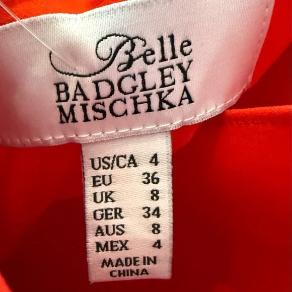 Belle Badgley Mischka Red Halter Midi Dress Size 4 NWT Formal Cocktail Wedding - Picture 5 of 7